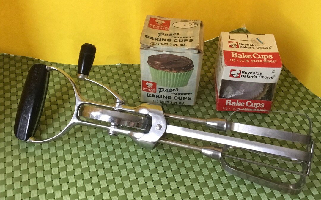 Vintage Ekco Stainless Steel Handheld Beater and Two Boxes of Etsy