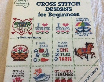 American School of Needlework Cross Stitch Designs For Beginners Leaflet 3505 Charts Patterns