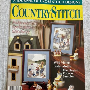 March / April 1990 Country Stitch Magazine Back Issue Easter Bunny Violets Cross stitch