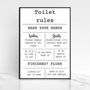 Toilet Rules Printable Digital Download
