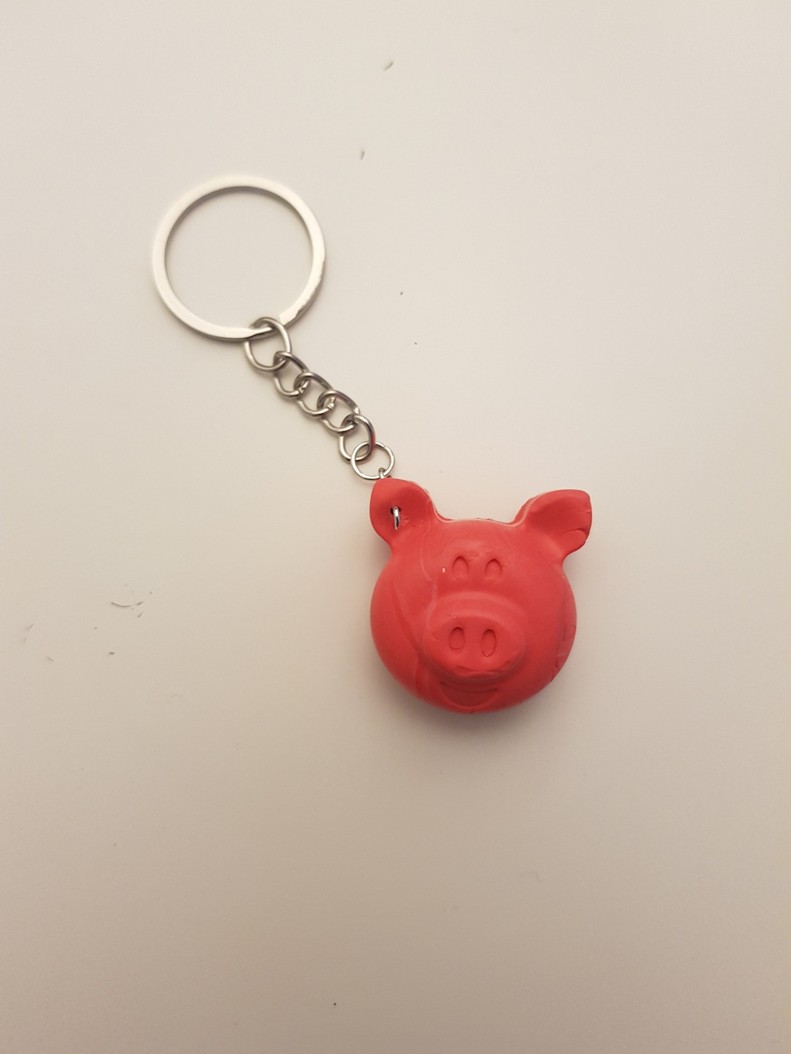 Pink Pig Head Keychain Cute Gift Adilyart Polymer Clay Small Etsy