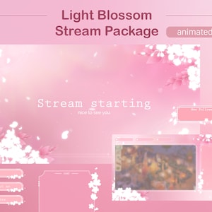 pink twitch overlay natur | gemütliche Garten vtuber Overlay | Waldbach Pack animiert | Cottagecore-Overlay | süßes Blumenbach Paket