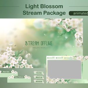 Animated Twitch Overlay Green Nature | Cozy Vtuber Overlay Garden | Stream Overlay Cute Forest | Cottagecore Flower Stream Package