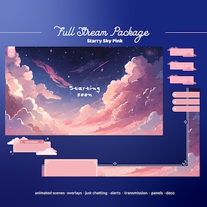 animated twitch overlay starry night | cosmic stars stream package | celestial animated background | vtuber overlay night sky