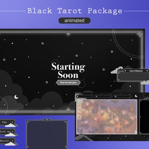 estrellas superpuestas de contracción negra / paquete de transmisión cielo nocturno gris / galaxia de fondo vtuber oscuro / pantalla animada mágica / alertas, transición
