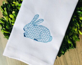 Easter Bunny Rabbit Ears Stripe Fingertip Towel 11x18 Cotton NWT 