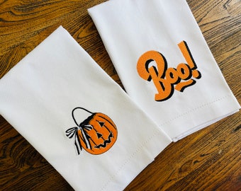 Halloween Jack-o-lantern or Boo Hand towel, personalization available