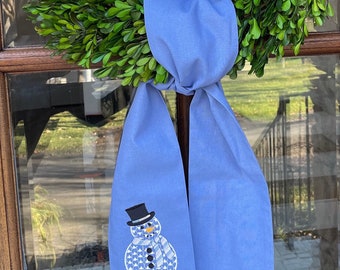 Snowman Linen Wreath Sash- 54"