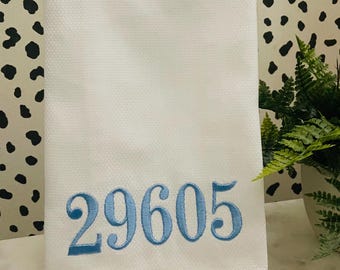 Personalized Zip code Hand Towel