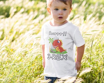 Three Rex Shirt, Dinosaur Birthday Shirt, 3rd Birthday Shirt Boy, Dinosaur Birthday Shirts, Dinosaur Birthday Tees, Three Rex Birthday Shirt