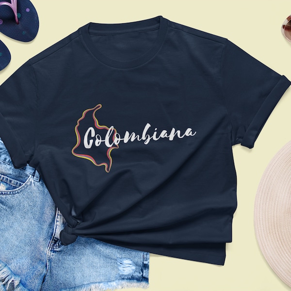 Chemise Colombiana, Chemise Latina, Cadeau Latina, T-shirt Colombiana, Tee-shirt à manches courtes pour femmes, Cadeau Colombiana, T-shirt Latina, Fierté colombienne