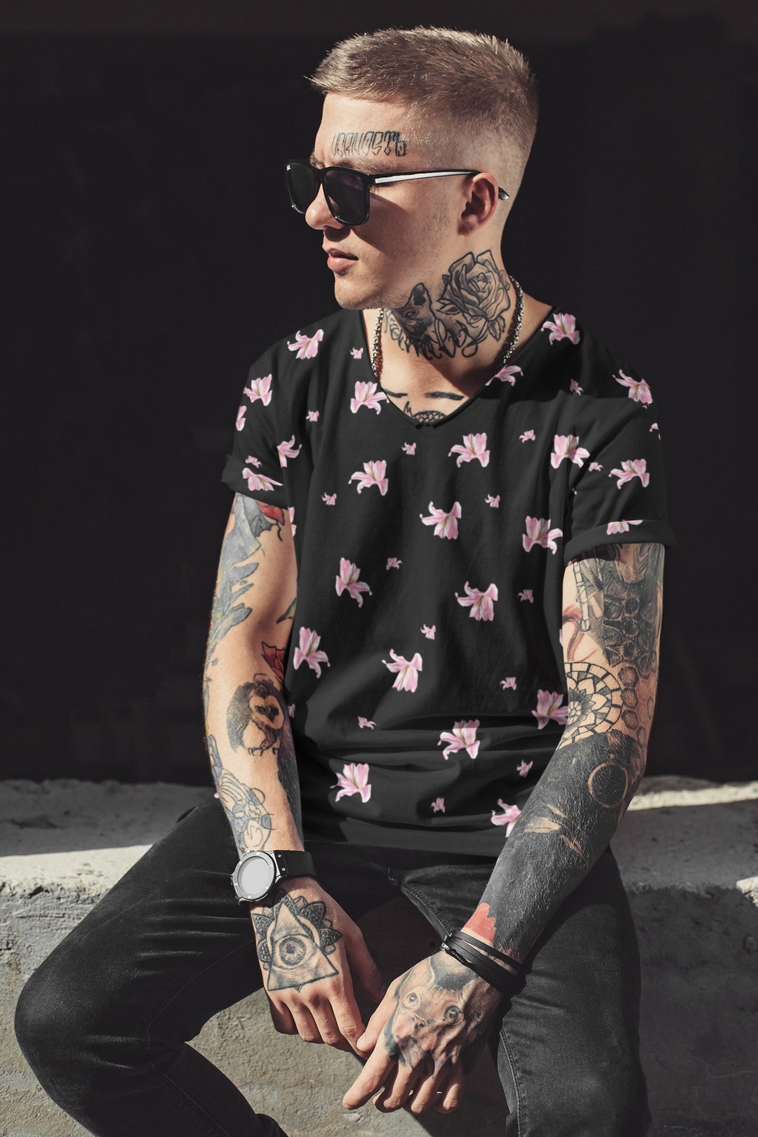 Buy Floral Shirt for Men, Flower All-over Print Men T-shirt, Fun Men