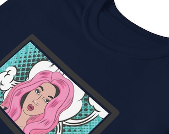 Pop Art Shirt, Aesthetic T Shirt, Minimal Top, Graphic Shirt, Pop Art Clothing, Comic Print, Comic Woman, Vintage Art, Pop Art Tee