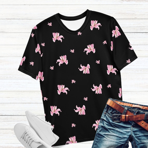 Floral Shirt for Men, Flower All-over Print Men T-shirt, Fun