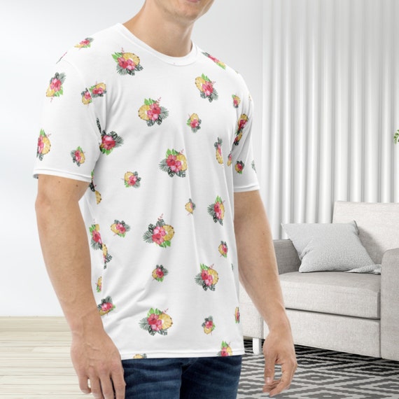 Floral Shirt for Men Flower All over Print Men T shirt Tropical Men Shirt Flower T shirt for Men Men s Floral T shirt Pineapple T shirt Etsy UK