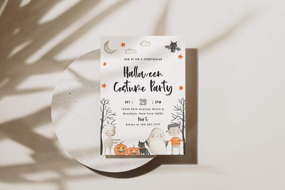 Editable Halloween Party Birthday Invitation Template Ghost Spooky Boo ...