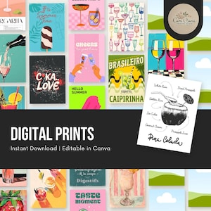 Impressões de arte para bar: decoração vintage para coquetéis e bares (designs digitais)