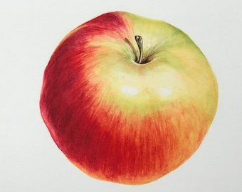 Apple Print - Handgemaakte print, Botanische illustratie, Keuken kunst, Decoratieve muur, Fruit kunst print, muur kunst print, aquarel schilderij