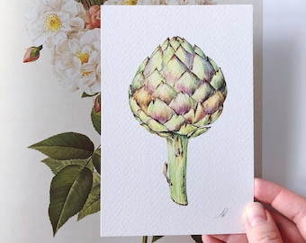 Artichoke - Botanical Card Handmade Postcard, greeting cards, postcard, birthday card, birthday gift Fine Art Realistic Garden vegetables