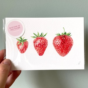 Strawberry - Handmade Postcard, greeting cards, postcard, birthday card, birthday gift, Fine Art, Valentines gift, Garden berries