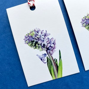 Étiquettes cadeaux en jacinthe. Lot de 3 étiquettes florales, étiquettes botaniques faites main, cadeau d'anniversaire, étiquette d'emballage, papeterie, étiquette cadeau de mariage