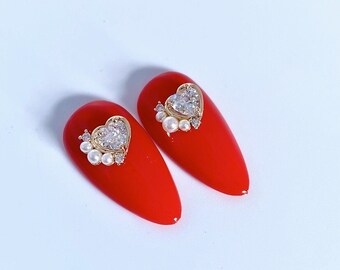 2 Pc Nail Charms - Heart Pearl