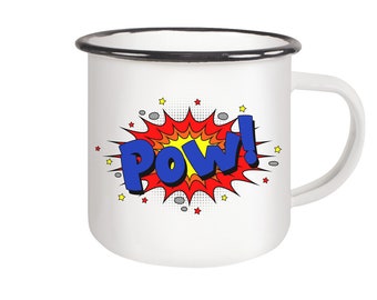 Emaille Tasse: Pow ! - Emaille Tasse (Black)