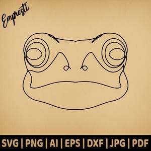 Line Frog Minimalist Toad Head  | Commercial Use Vector Graphic | Svg Png Dxf Eps Pdf Ai Jpg | Sublimation, Laser Engraving, Cut File, Logo