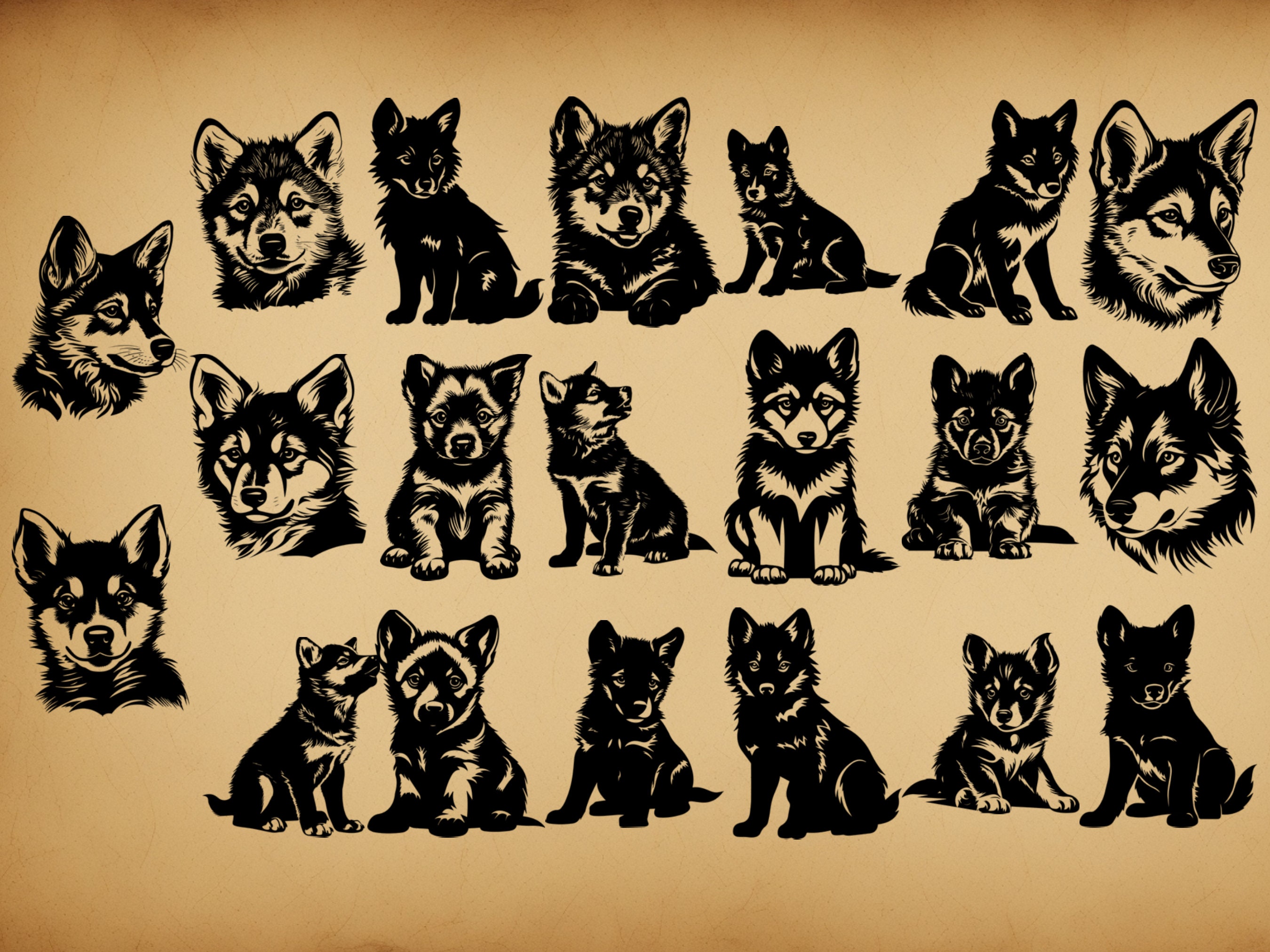 100 Wolves Bundle | Commercial Use Wolf Vector Graphics | Svg, Png, Dxf ...