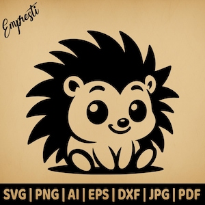 Petit hérisson de dessin animé | Vectoriels à usage commercial | Formats Svg, Png, Dxf, Eps, Pdf, Ai, Jpg | Sublimation, laser, logo, brûlure lumineuse
