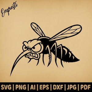 Angry Cartoon Mosquito Logo Cricut | Commercial Use Vector Graphic | Svg Png Dxf Eps Pdf Ai Jpg | Sublimation, Laser Engraving, Cutting File