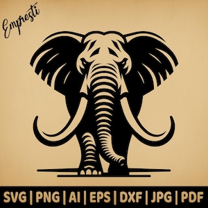 Elefante de carga / Gráficos vectoriales para uso comercial / Formatos Svg, Png, Dxf, Eps, Pdf, Ai, Jpg / Sublimación, Láser, Logotipo, Camiseta, Lightburn