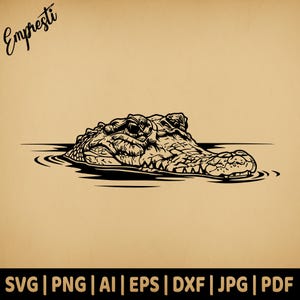 Krokodilkopf zusehen | Kommerzielle Nutzung Vektorgrafik | SVG Png Dxf Eps Pdf Ai Jpg Format | Sublimation, Lasergravur, Holzschnitthandwerk