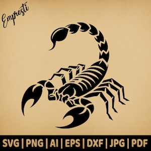 Scorpion | Commercial Use Vector Graphics | Svg, Png, Dxf, Eps, Pdf, Ai, Jpg Formats | Sublimation, Laser, Logo, Shirt, Lightburn, Woodcut