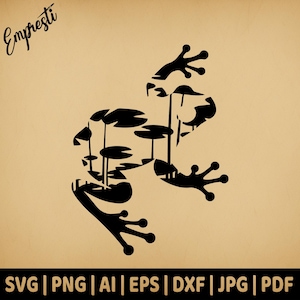 Sapo e Lírios | Gráfico vetorial de uso comercial | Formato Svg Png Dxf Eps Pdf Ai Jpg | Sublimação, Gravação a laser, Xilogravura, Artesanato