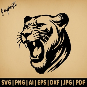 Lioness Roaring | Commercial Use Vector Graphics | Svg, Png, Dxf, Eps, Pdf, Ai, Jpg Formats | Sublimation, Laser, Logo, Shirt, Lightburn