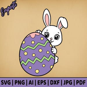 Layered Easter Bunny Egg SVG & Line Art  | Commercial Use | Svg, Png, Dxf, Eps, Pdf, Ai Jpg | Cut File, Engrave, Cricut, Stickers, Vinyl