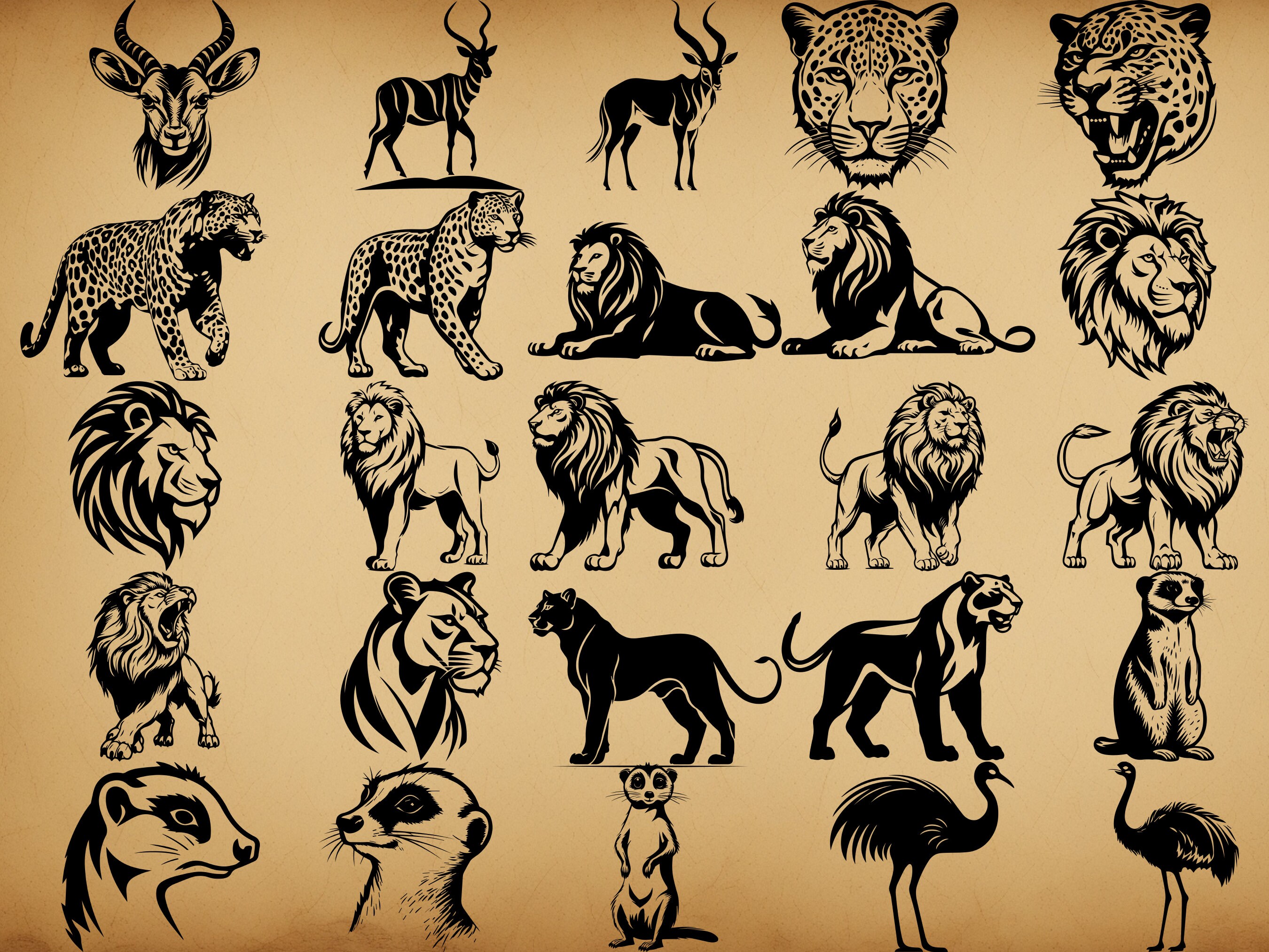 100 Safari Animal Bundle Commercial Use Vector Graphics - Etsy Australia