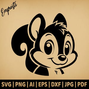 Cartoon Squirrel Portrait | Commercial Use Vector Graphics | Svg, Png, Dxf, Eps, Pdf, Ai, Jpg Formats | Sublimation, Laser, Logo, Lightburn