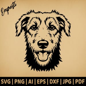 Irish Wolfhound Portrait Head | Commercial Use Vector | Svg Png Dxf Eps Pdf Ai Jpg | Sublimation, Laser Engraving, Cut File, CNC, Clipart