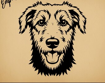 Irish Wolfhound Portrait Head | Commercial Use Vector | Svg Png Dxf Eps Pdf Ai Jpg | Sublimation, Laser Engraving, Cut File, CNC, Clipart