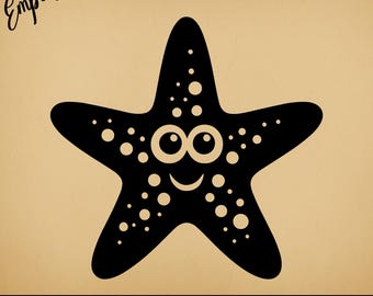 Starfish with Happy Face | Commercial Use Vector Graphics | Svg, Png, Dxf, Eps, Pdf, Ai, Jpg Formats | Sublimation, Laser, Logo, Lightburn