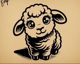 Little Lamb | Commercial Use Vector Graphics | Svg, Png, Dxf, Eps, Pdf, Ai, Jpg Formats | Sublimation, Laser, Logo, Lightburn, Engraving