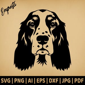 English Springer Spaniel Head | Commercial Use Vector | Svg Png Dxf Eps Pdf Ai Jpg | Sublimation, Laser Engraving, Cut File, CNC, Clipart