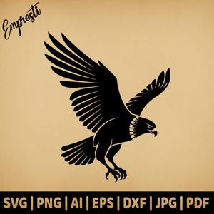 Flying Hawk Logo | Commercial Use Vector Graphic | Svg Png Dxf Eps Pdf Ai Jpg Format | Sublimation, Laser Engraving, Woodcutting, Crafting