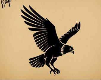 Flying Hawk Logo | Commercial Use Vector Graphic | Svg Png Dxf Eps Pdf Ai Jpg Format | Sublimation, Laser Engraving, Woodcutting, Crafting