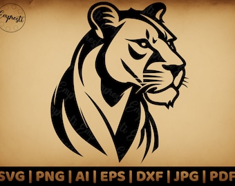 Lioness Svg, Lion T Shirt Design Svg, Safari Clipart, African Animal Sublimation, African Vector, Lion Head CutFile Eps Dxf,