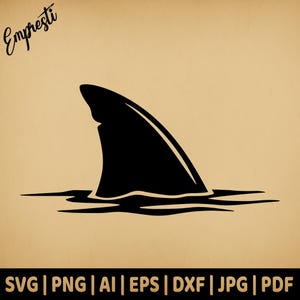 Shark Fin In Water | Commercial Use Vector Graphic | Svg Png Dxf Eps Pdf Ai Jpg Format | Sublimation, Laser Engraving, Woodcutting, Crafting
