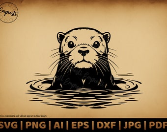 Cute River Otter svg | Commercial Use Vector Graphic | Svg, Png, Dxf, Eps, Pdf, Ai, Jpg | Sublimation | Laser Engraving, Decals |