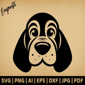 Cartoon Bloodhound Portrait | Commercial Use Vector Graphics | Svg, Png, Dxf, Eps, Pdf, Ai, Jpg Format | Sublimation, Laser, Logo, Lightburn